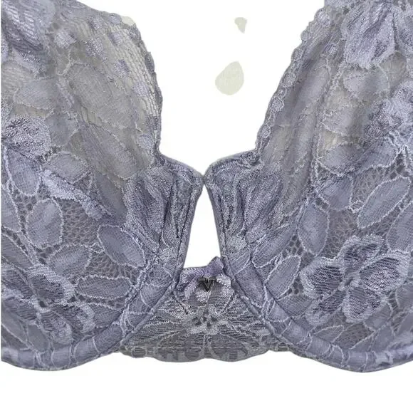 Victoria's Secret Lace Bra Underwire Unlined Pastel Lilac Size 36C Sexy Y2K - Picture 4 of 11